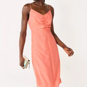 Nine West Coral Ruched Midi Dress